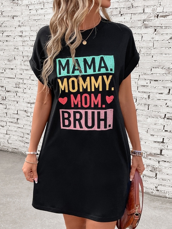 Dresses & Skirts - Mom Letter Graphic Short Sleeve Mini Tee Dress